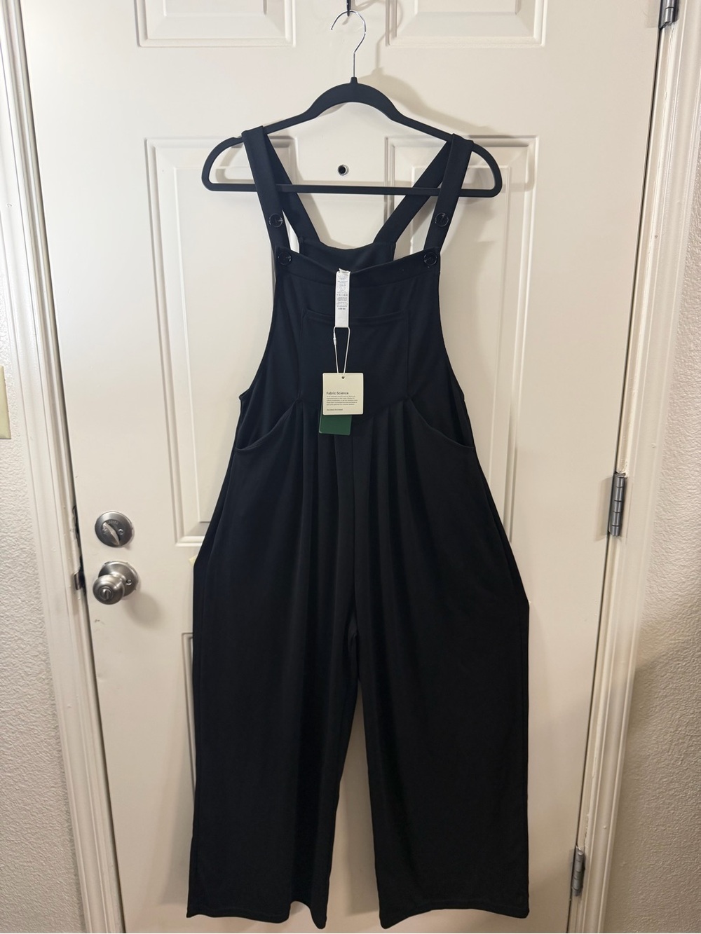 Halara Waffle Knit Wide Leg Overall Jumpsuit Women’s Medium Black NWT 0095
